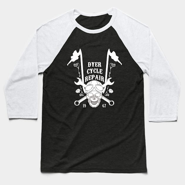 Dyer Cycle Ape Hangers Baseball T-Shirt by MotoGirl